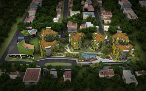 green walls and green roofs shown on housing